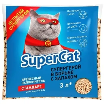 Наповнювач гігієнічний SuperCat Стандарт для котів деревинний 1кг - Photo 3