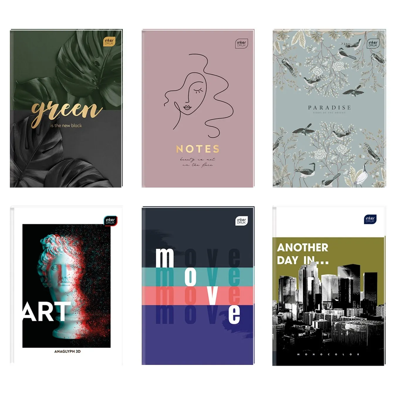 Блокнот А4 Interdruk тверда обкладинка чистий лист 96арк в асортименті - Фото 1