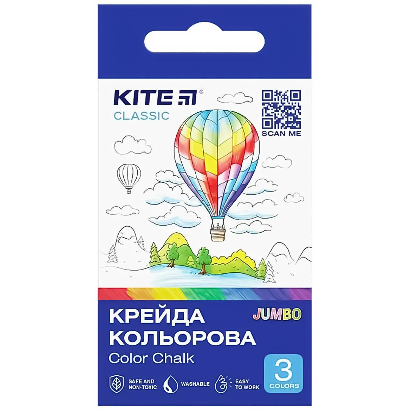 Крейда Kite Classic Jumbo кольорова 3 кольори - Фото 3