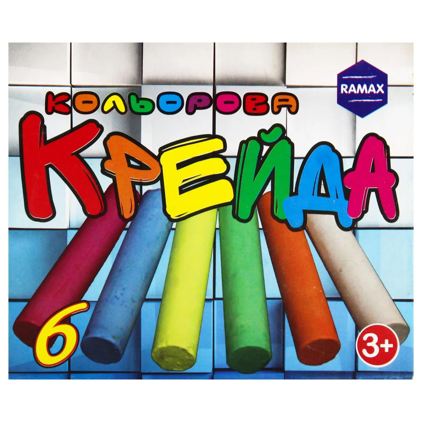 Крейда кольорова асфальтна Люкс-Колор 6шт - Фото 1