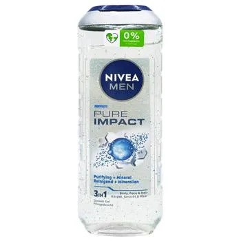 Гель для душу Nivea Men Pure Impact 3в1 500мл - Фото 1
