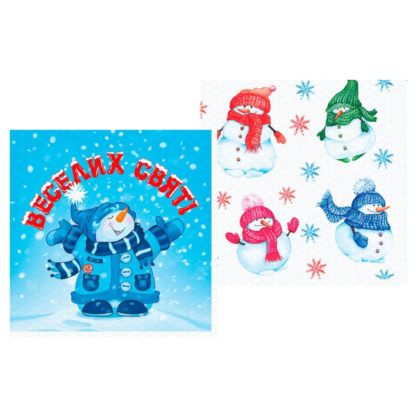 Серветки столові Silken Святкові Сніговички 2-шарові 33*33см 12шт - Фото 1