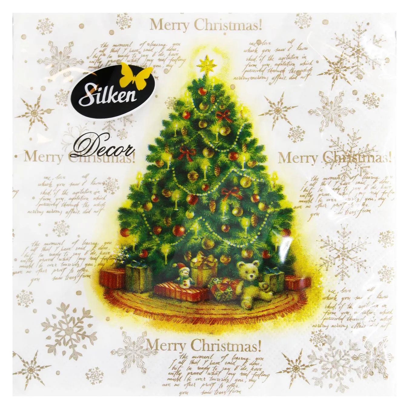 Серветки столові Silken Ялинка Merry Christmas 3-шарові 33*33см 18шт - Фото 1