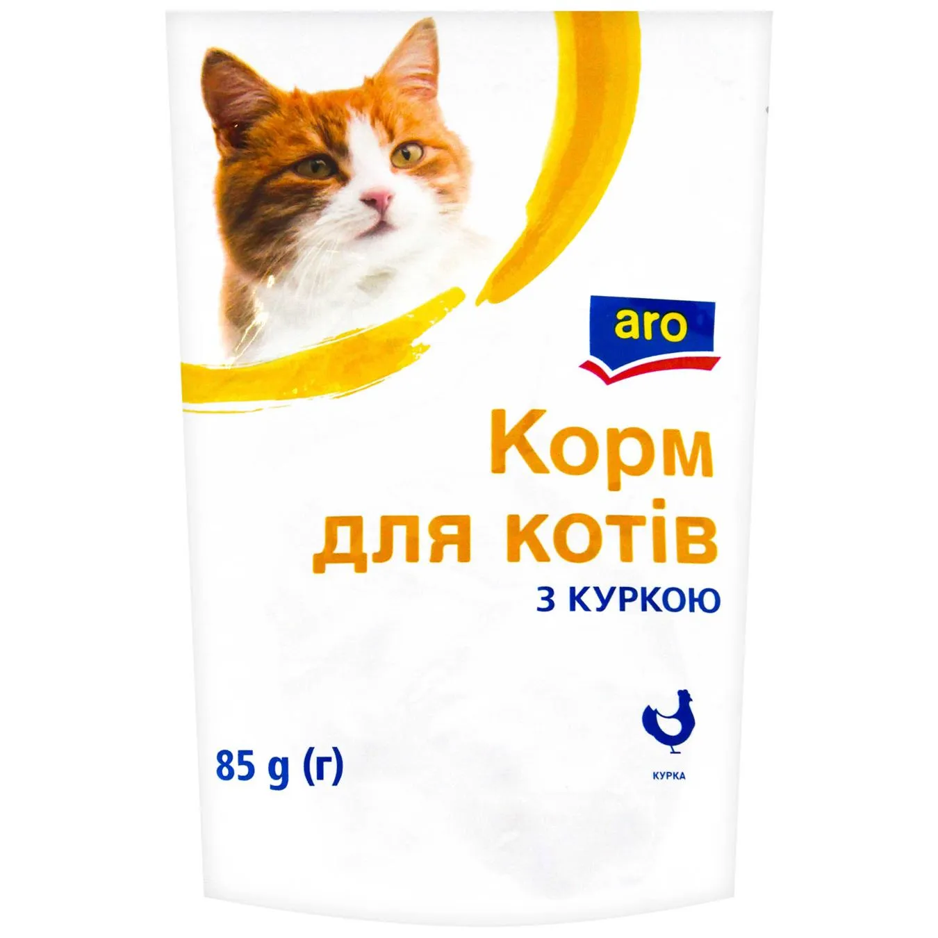 Корм вологий Аro з куркою для дорослих котів 85г - Фото 1