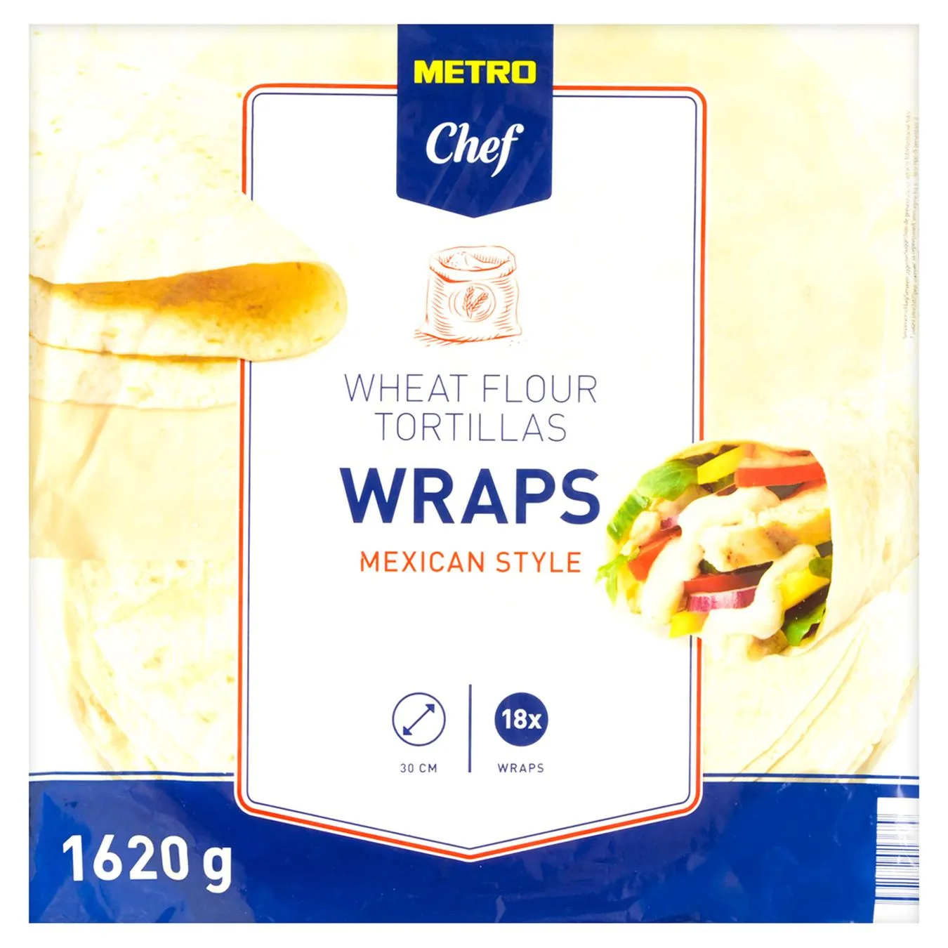 Тортилья Metro Chef пшенична 30см 18шт 1620г - Фото 1