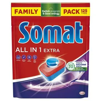 Таблетки для посудомийних машин Somat All in One Extra 125шт - Фото 1