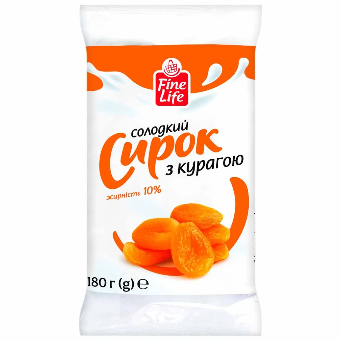 Сирок Fine Life солодкий з курагою 10% 180г - Фото 1