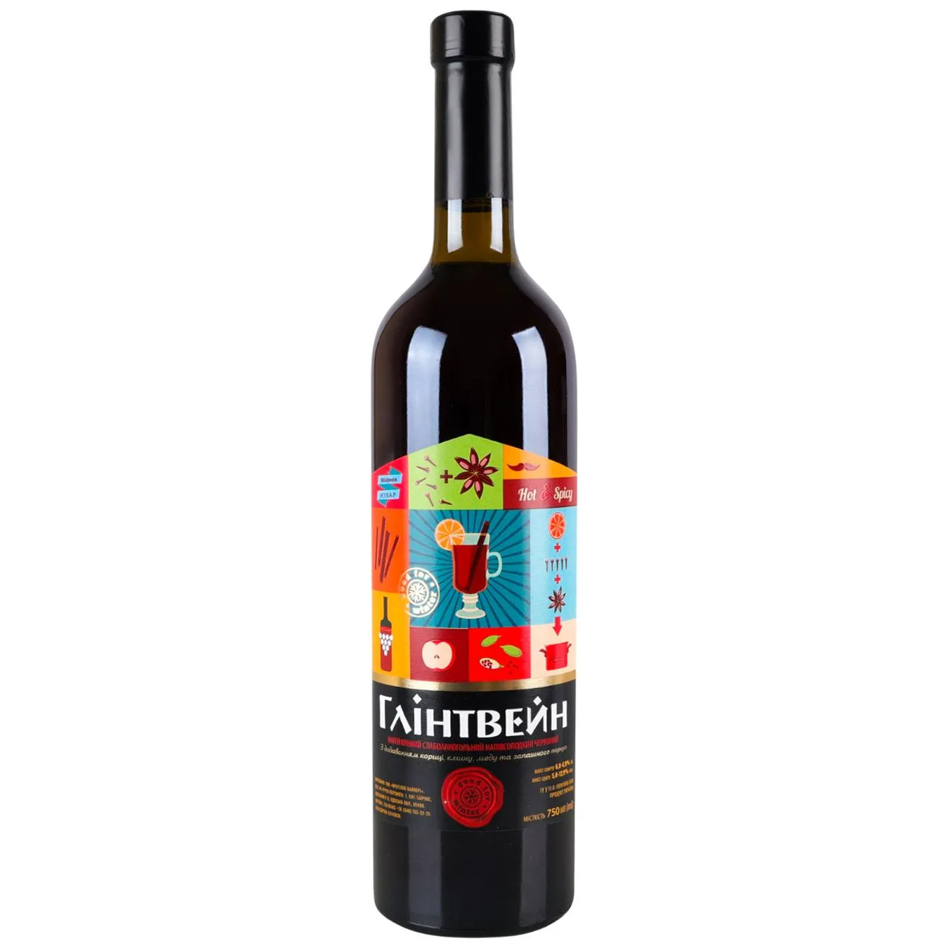 Напій винний Salute Глінтвейн червоний напівсолодкий 6-6,9% 0,75л - Фото 1