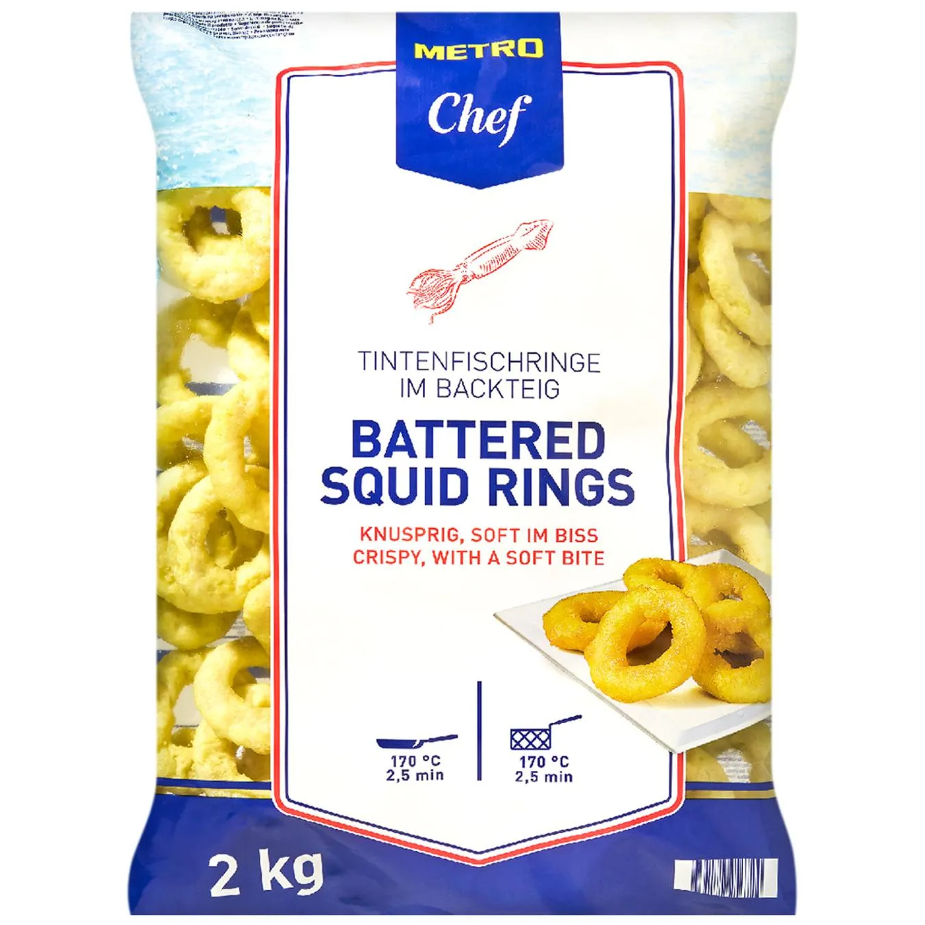 Кільця кальмара Metro Chef обсмажені у хрусткому клярі заморожені 2кг - Фото 1