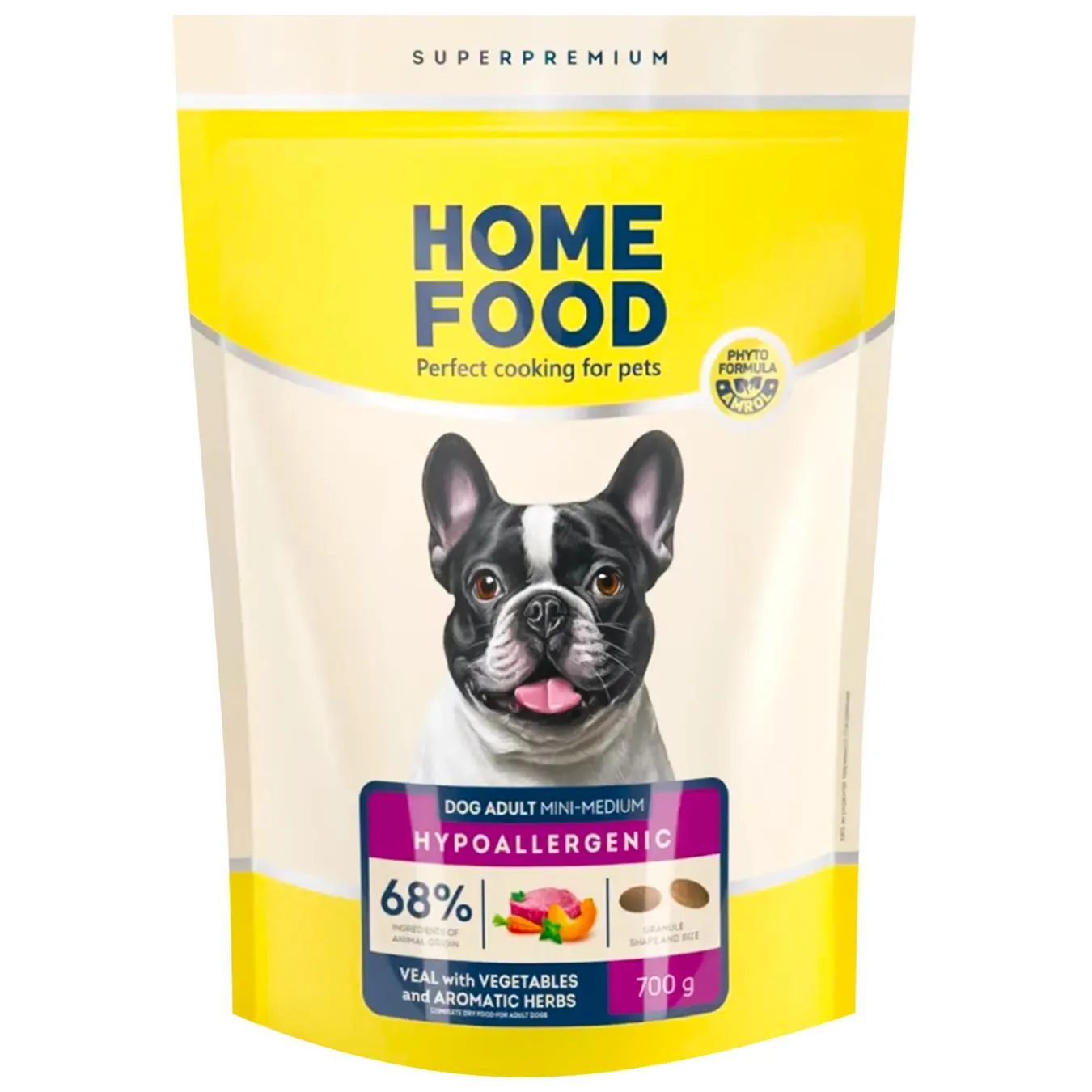 Корм сухий Home Food Hypoallergenic з телятиною та овочами для собак малих і середніх порід 700г - Фото 1