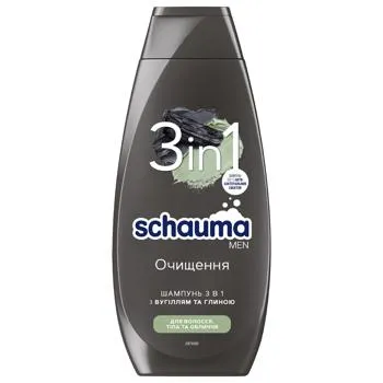 Шампунь для чоловіків Schauma 3-в-1 Вуголь та вулканічна глина для нормального волосся 400мл - Фото 3
