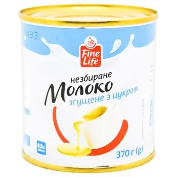 Молоко згущене Fine Life незбиране з цукром 8,5% 370г - Photo 1