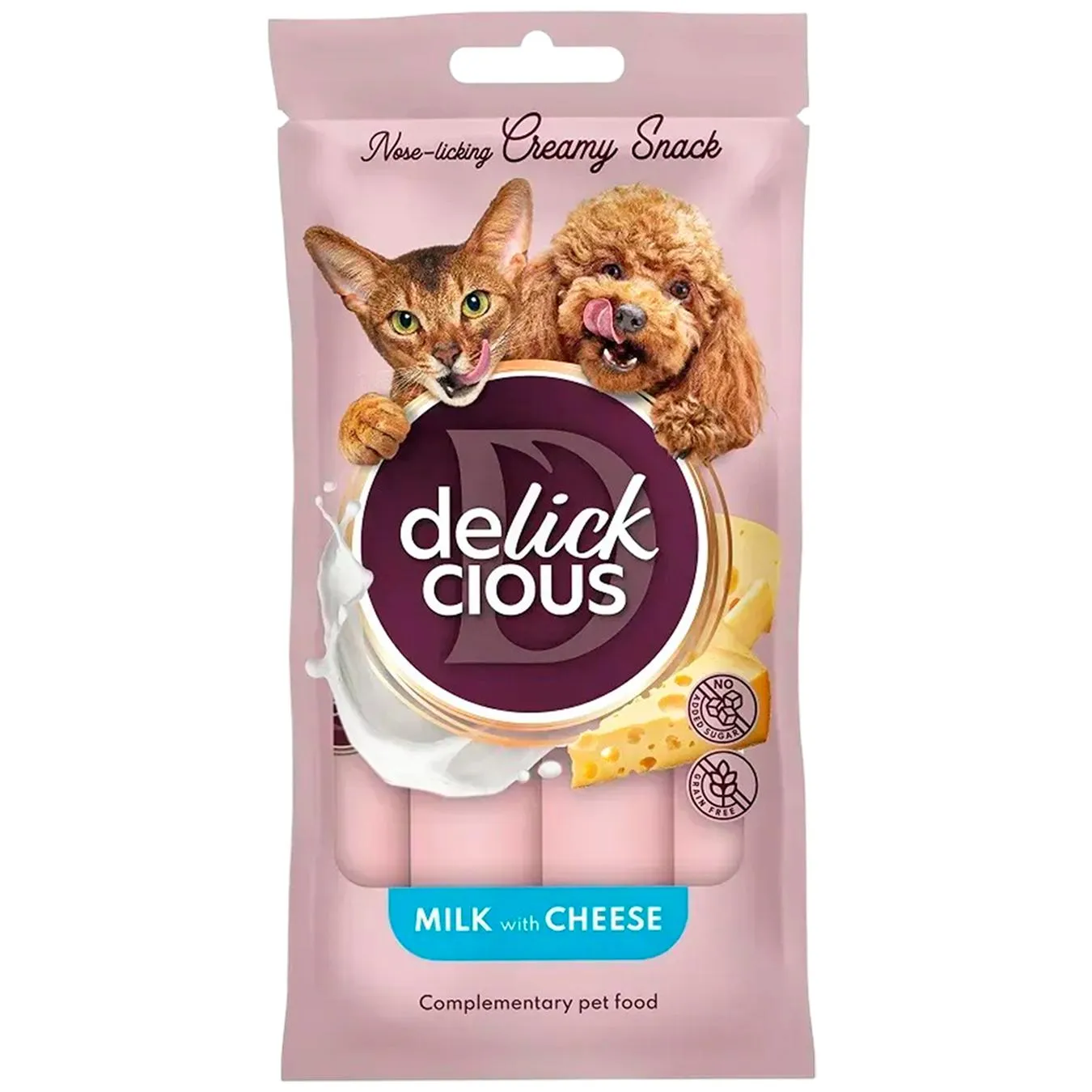 Ласощі для котів та собак Delickcious з молоком та сиром 4шт х 15г - Фото 1