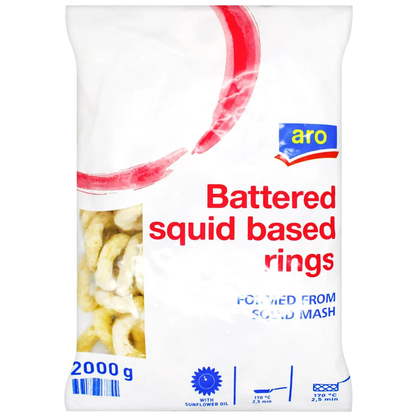 Кільця з фаршу кальмарів Aro у клярі обсмажені швидкозаморожені 2кг - Фото 1