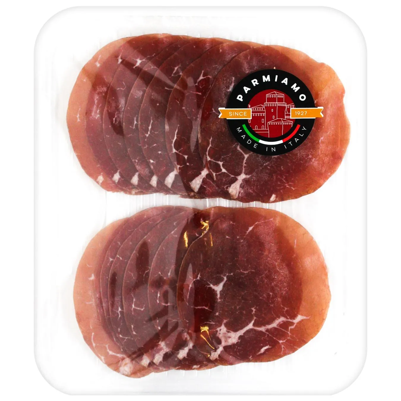 Продукт з яловичини Parmiamo Брезаола сиров’ялений нарізака 100г - Фото 1