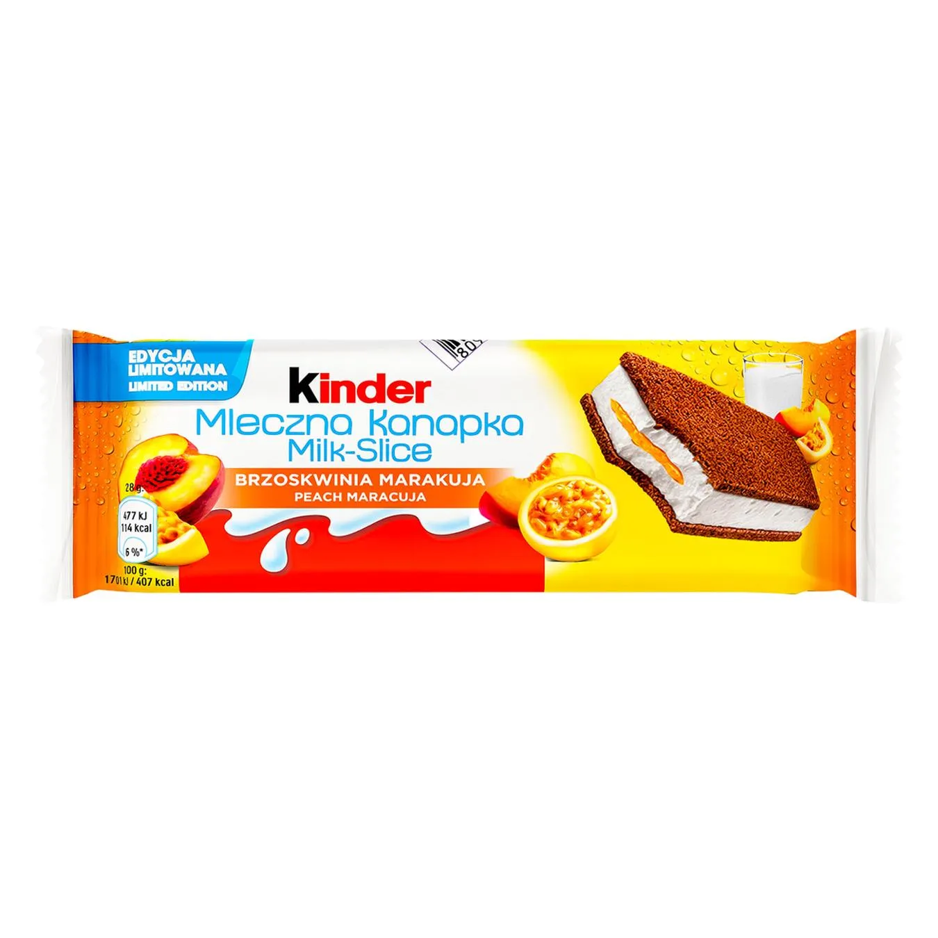KINDER MILK SLICE ТІСТЕЧ 28Г : ПЕРСИК МАРАКУЙЯ - Фото 1
