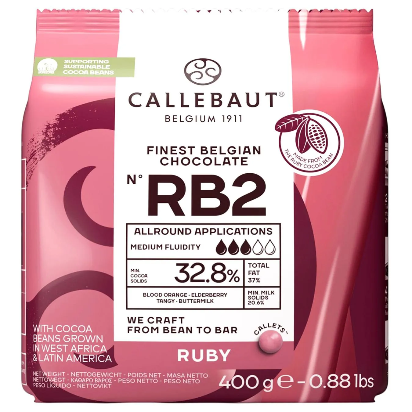 CALLEBAUT ШОК RUBY 32,8% 400Г - Фото 1