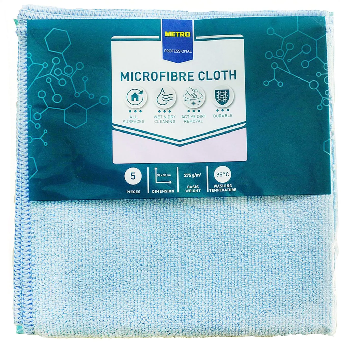 Серветка Metro Professional з мікрофібри синя 5шт - Фото 1