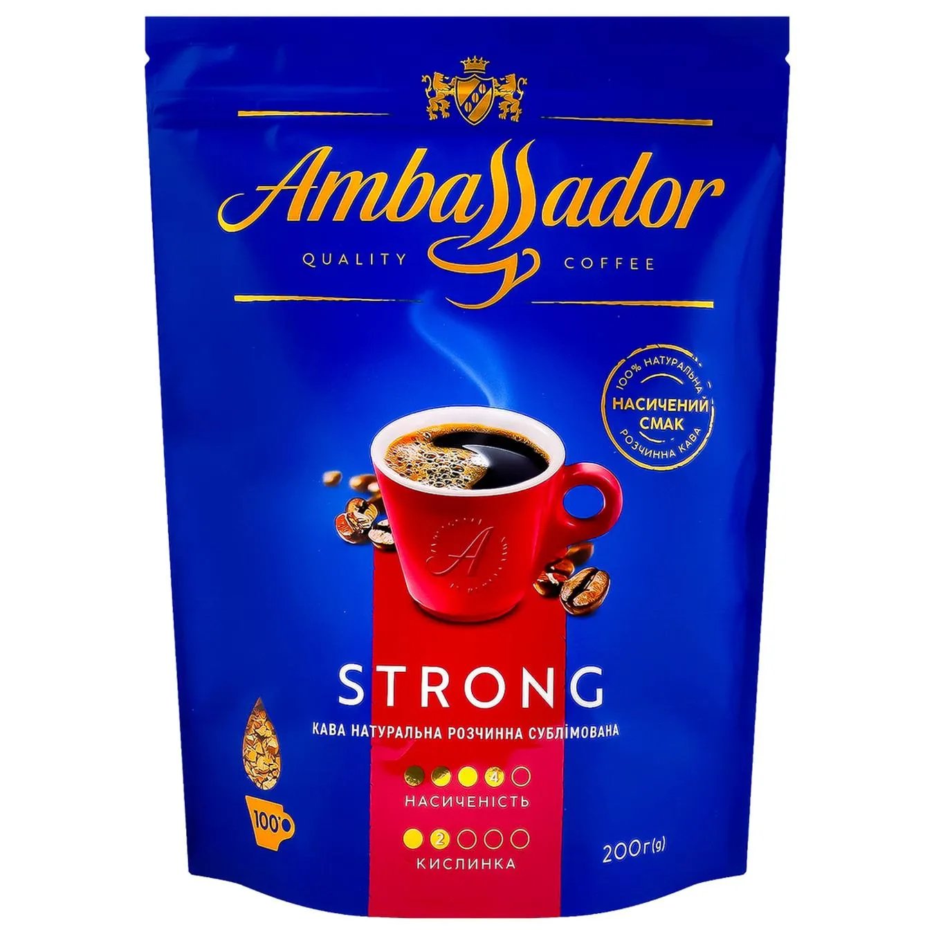 AMBASSADOR КАВА РОЗЧИН STRONG 200Г - Фото 1