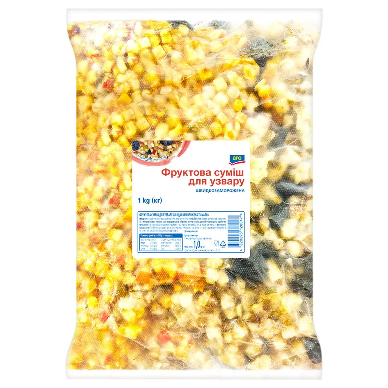 Суміш фруктова Aro для узвару швидкозаморожена 1кг - Фото 1