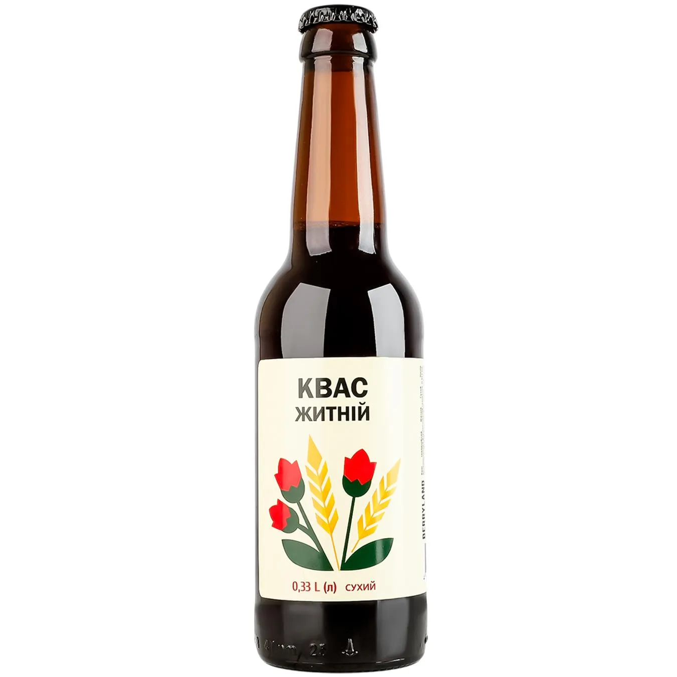 Квас житній Berryland сухий нефільтрований 0,33л - Фото 1