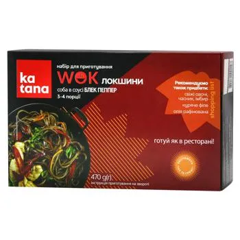 Набір Katana для приготування WOK локшини гречаної соба в соусі блек пеппер 470г - Фото 1