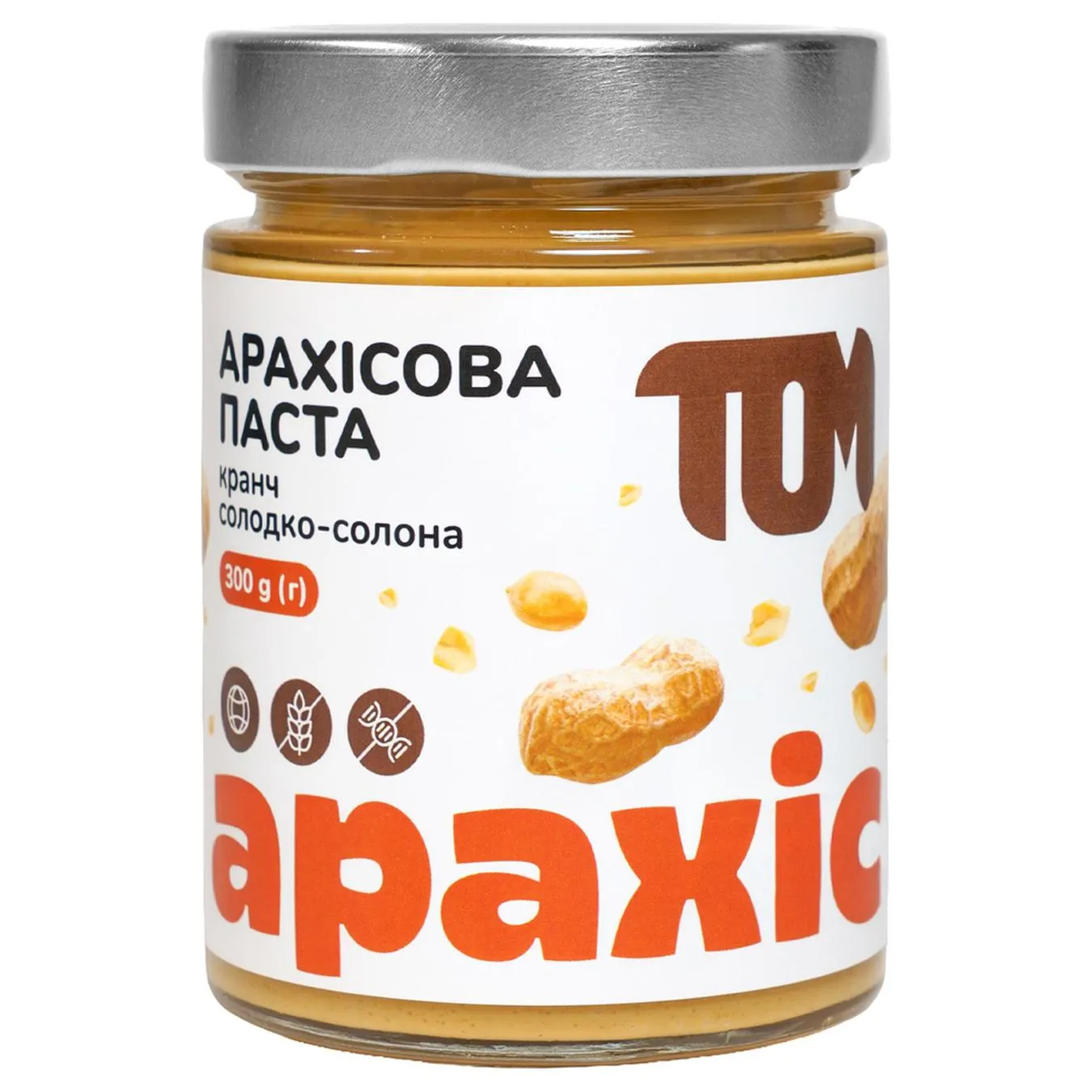 Паста арахісова Том Кранч солодко-солона 300г - Фото 1