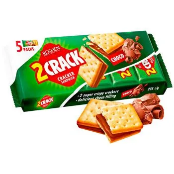 Крекер Roshen 2 Crack шоколадна начинка 235г - Фото 1