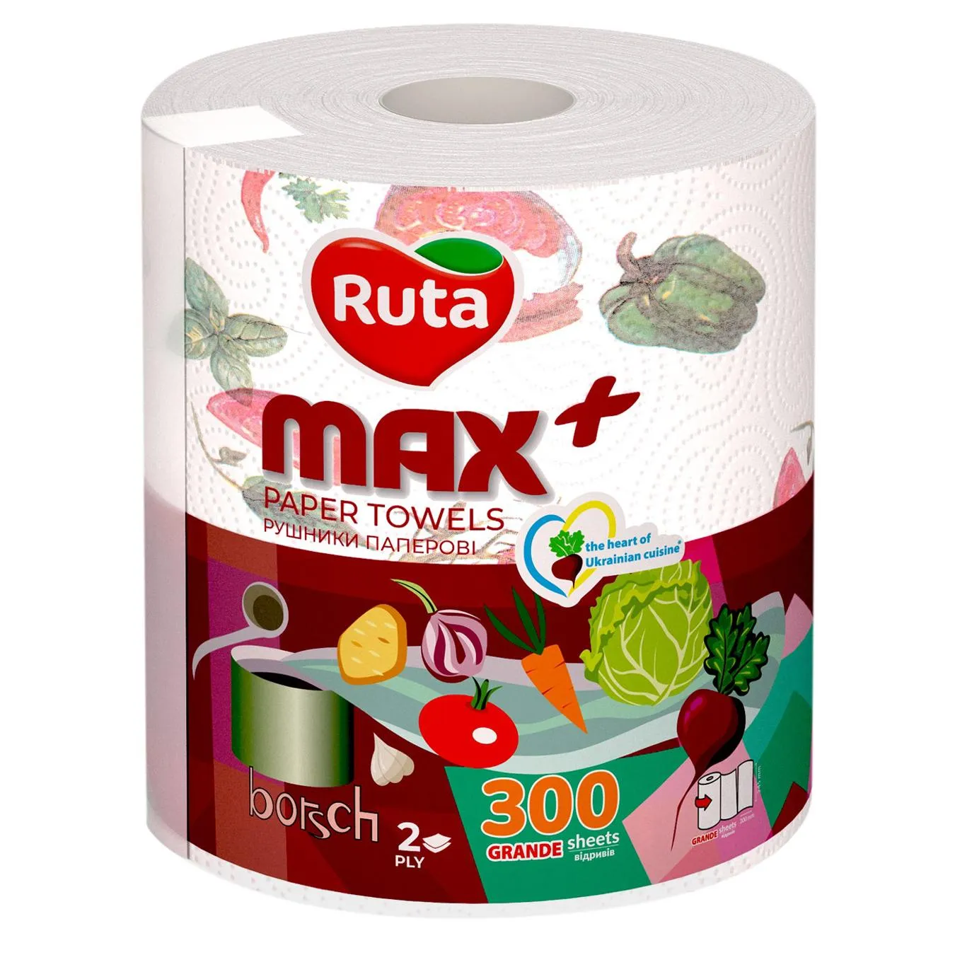 Рушники паперові Ruta Max+ 2-шарові 300 відривів 1шт - Фото 1