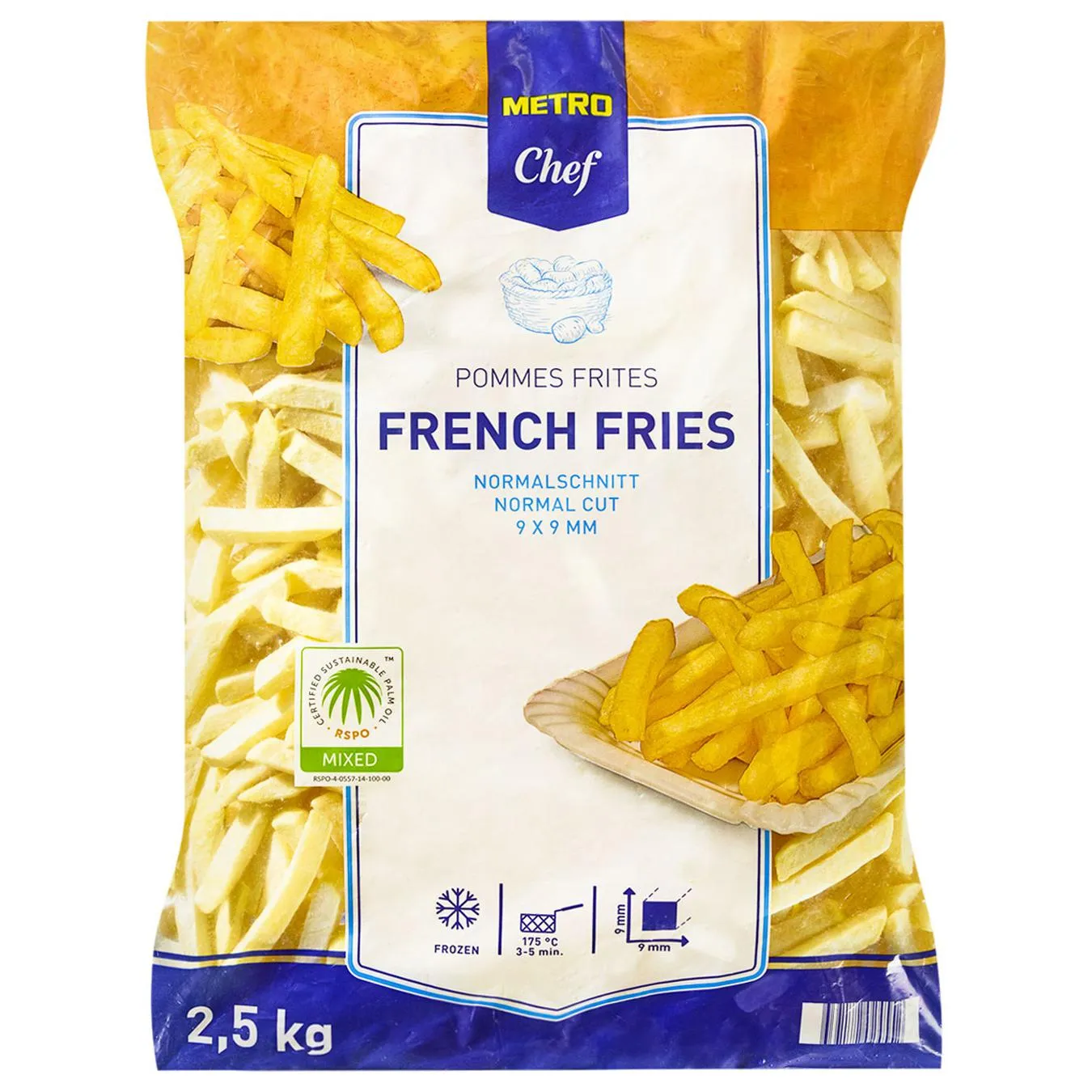 Картопля фрі Metro Chef заморожена 9х9мм 2,5кг - Фото 1