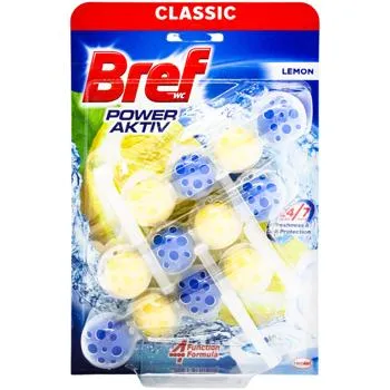 Блок для унітазу Bref Power Aktiv Лимонна свіжість 50г*3шт - Фото 1