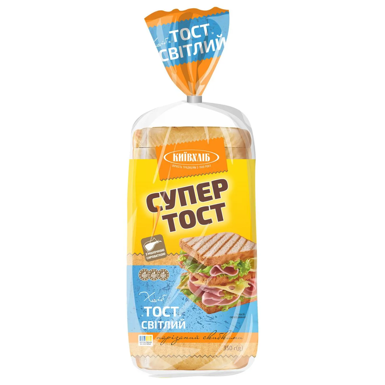 Хліб Київхліб Супер тост світлий нарізаний 350г - Фото 1