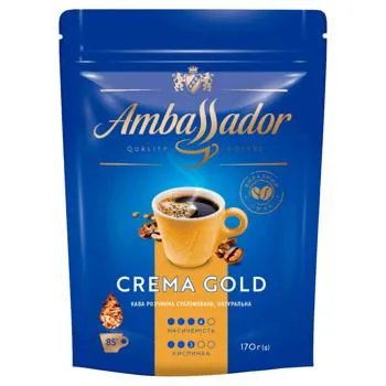 Кава розчинна Ambassador Crema Gold 170г - Фото 1