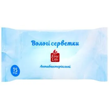 Серветки вологі Fine Life антибактеріальні 15шт - Photo 1