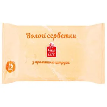 Серветки вологі Fine Life цитрус 15шт - Photo 1