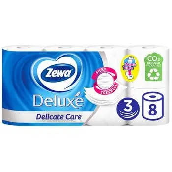 Туалетний папір Zewa Deluxe Delicate Care білий 3-шаровий 8шт - Photo 3