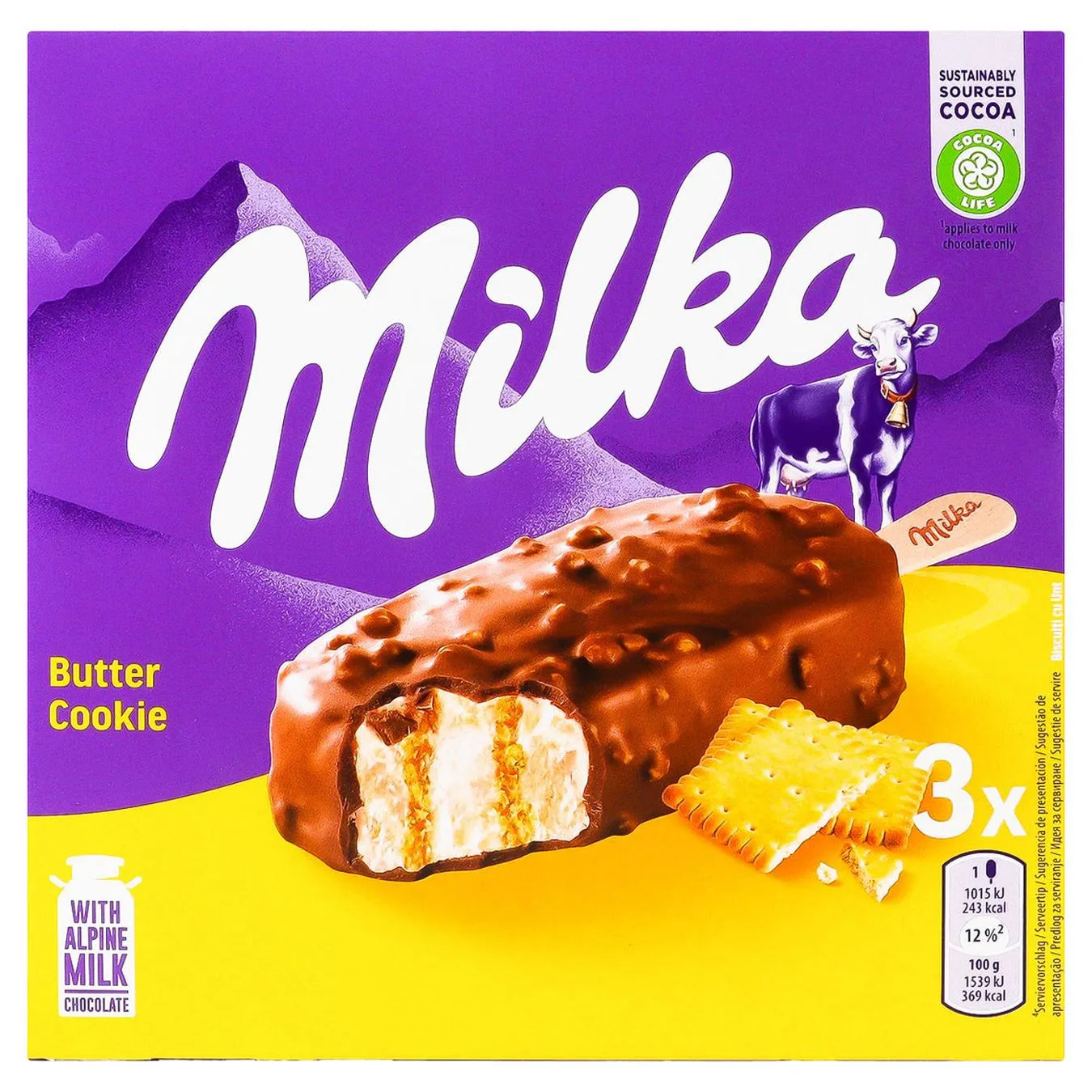 Морозиво Milka на паличці зі шматочками печива 66г х 3шт - Фото 1