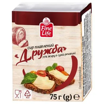 Сир плавлений Fine Life Дружба 35% 75г - Photo 1