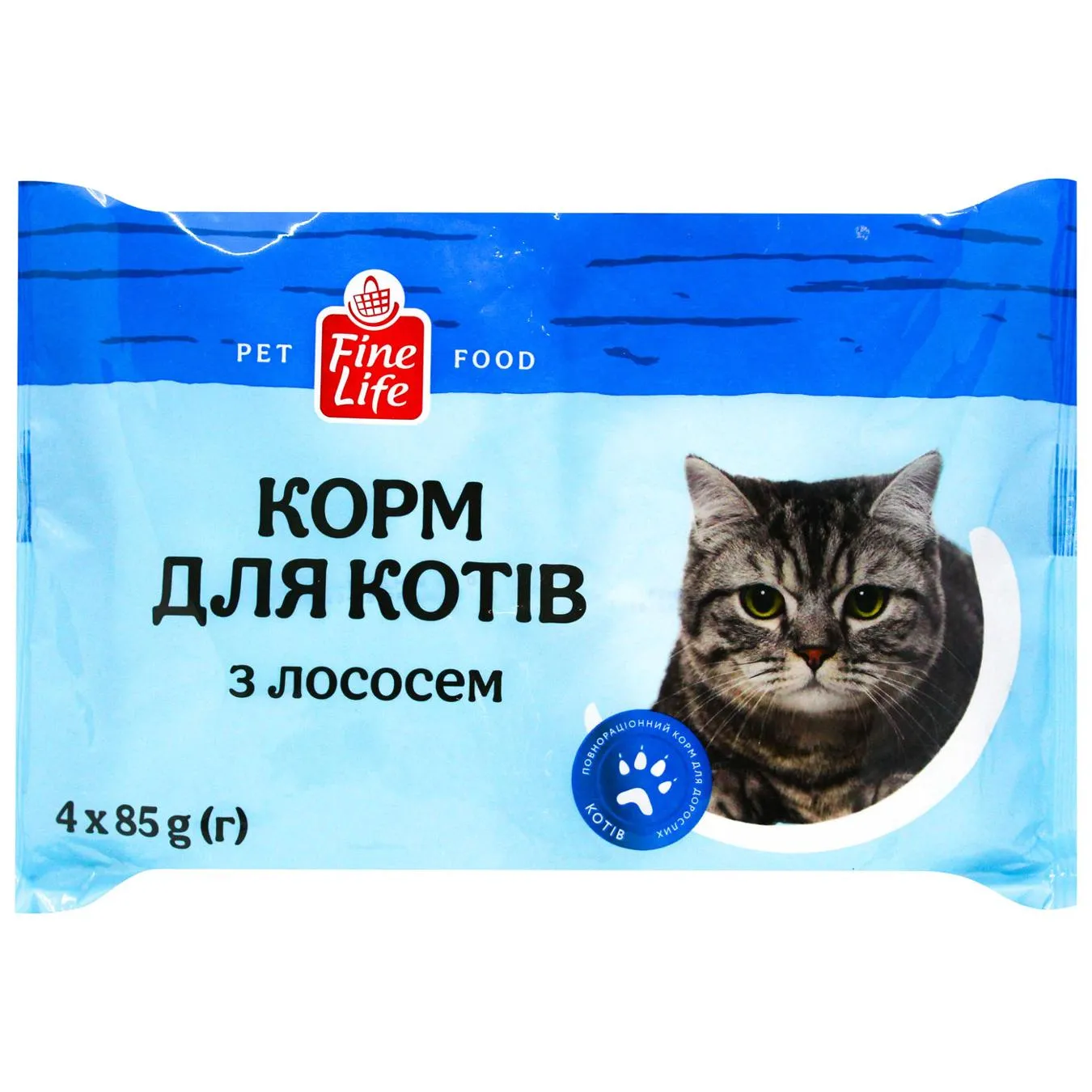 Корм вологий Fine Life з лососем для дорослих котів 85г х 4шт - Фото 1