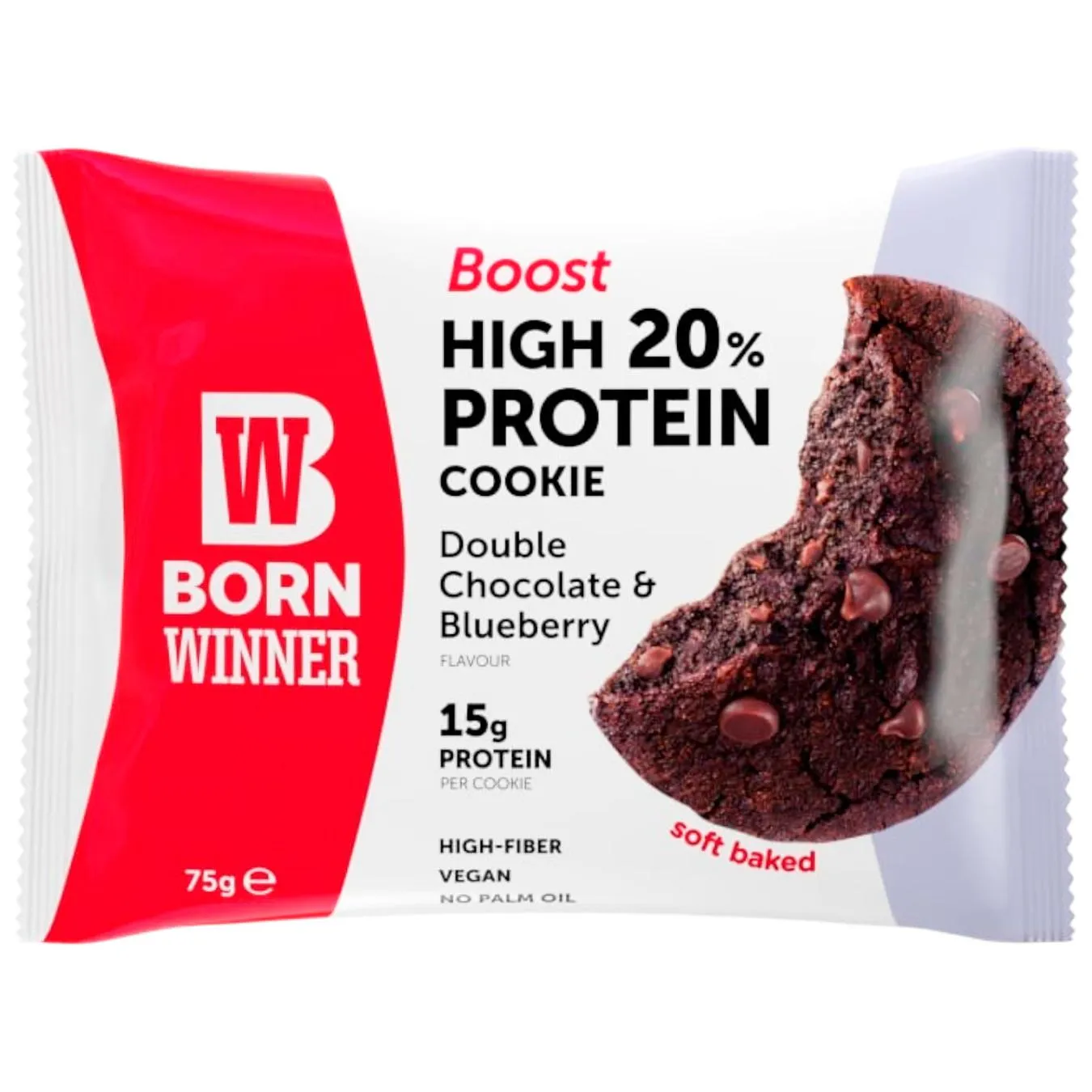 Печиво Born Winner Протеїнове BOOST шоколадне печиво з чорницею 75г м/у - Фото 1