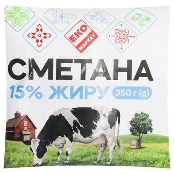 Сметана Еко Маркет 15% 350г - Photo 1