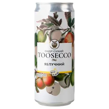 Сидр Toosecco Яблуко сухий 5% 0,33л - Photo 1