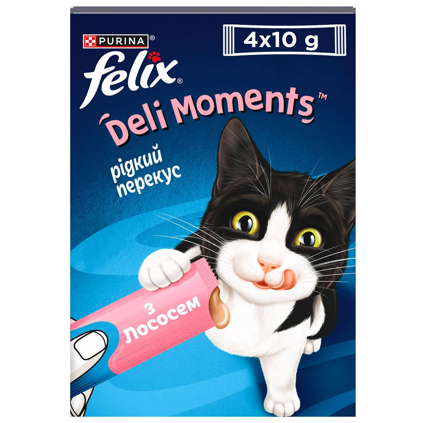 Корм додатковий Felix Deli Moments з лососем для дорослих та літніх котів 40г - Фото 3