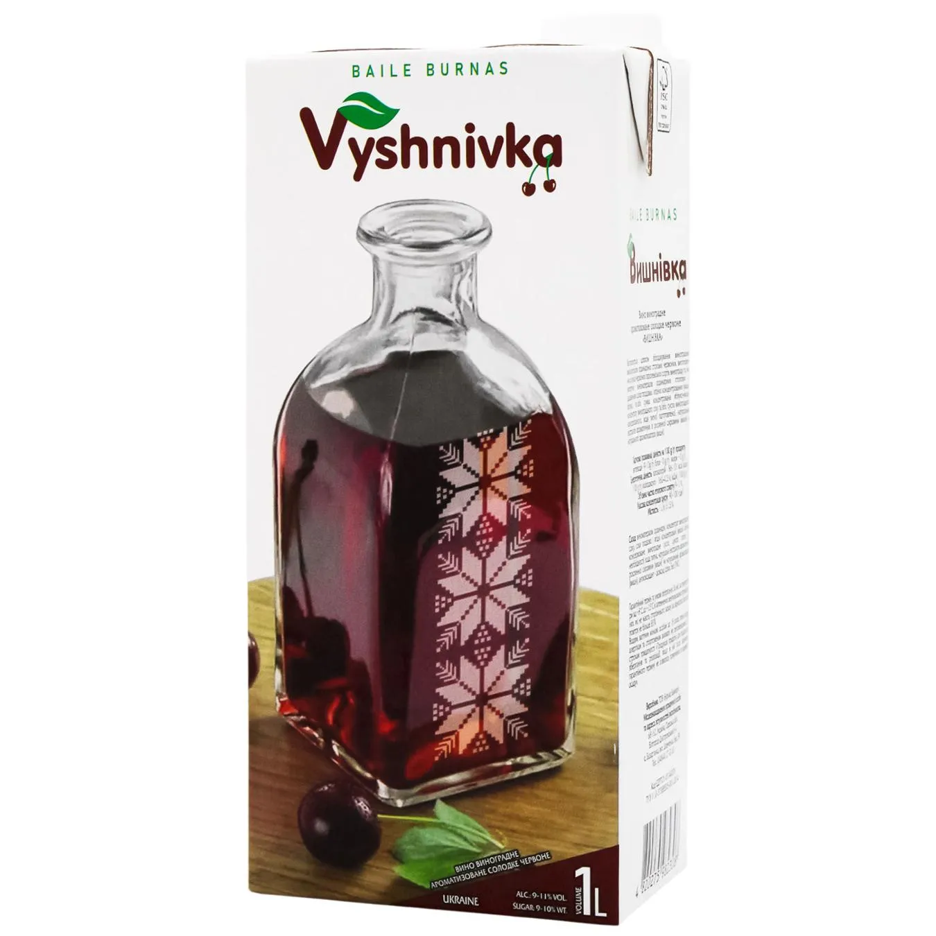 Вино Вишнівка червоне солодке 9-11% 1л - Фото 1