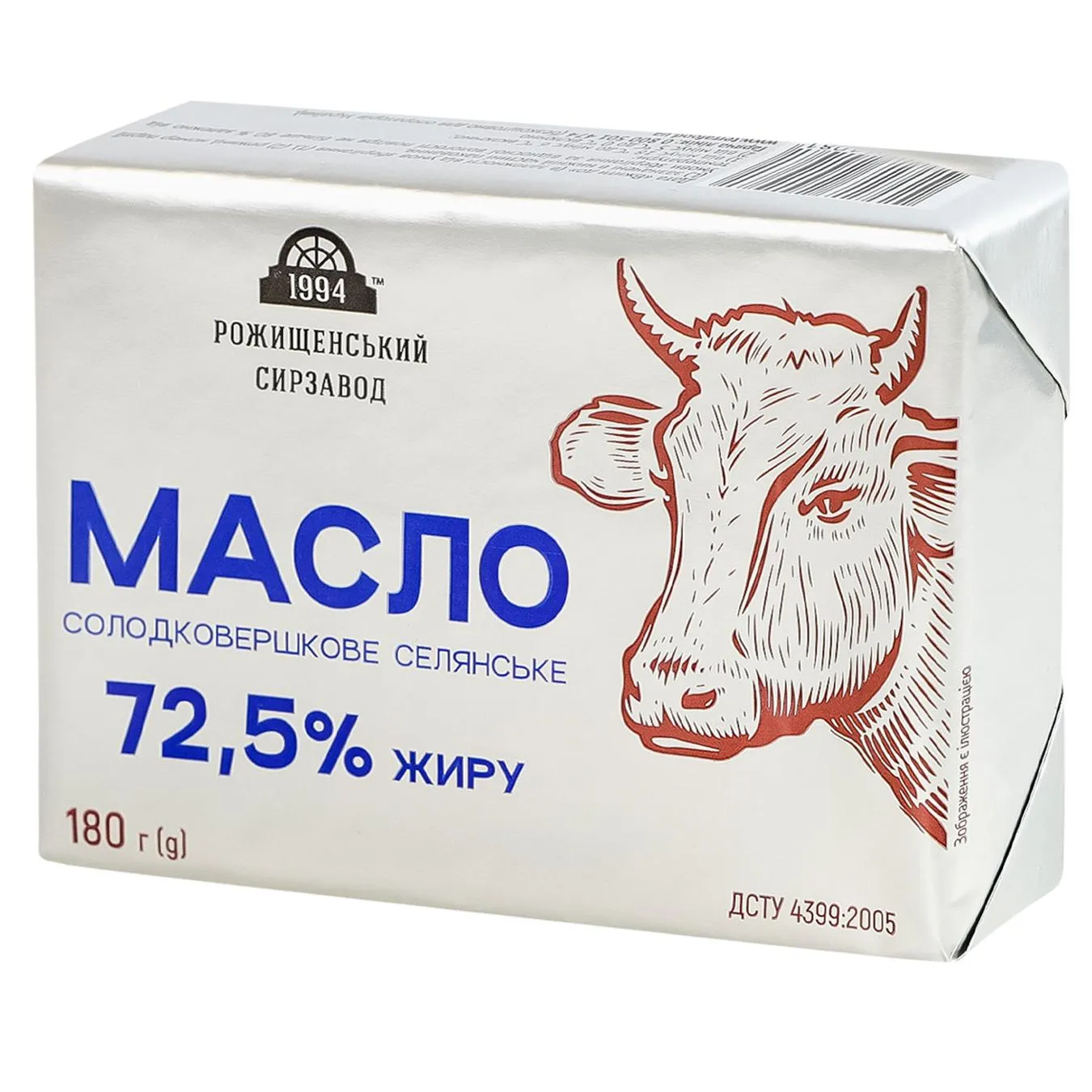 Масло Рожищенський сирзавод Селянське солодковершкове 72,5% 180г - Фото 1