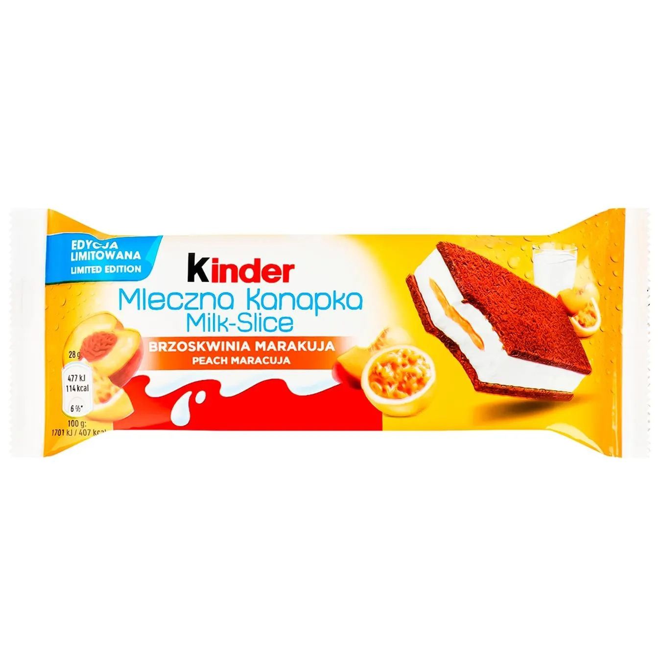 Тістечко бісквітне Kinder Milk-Slice зі смаком персика та маракуї 28г - Фото 4