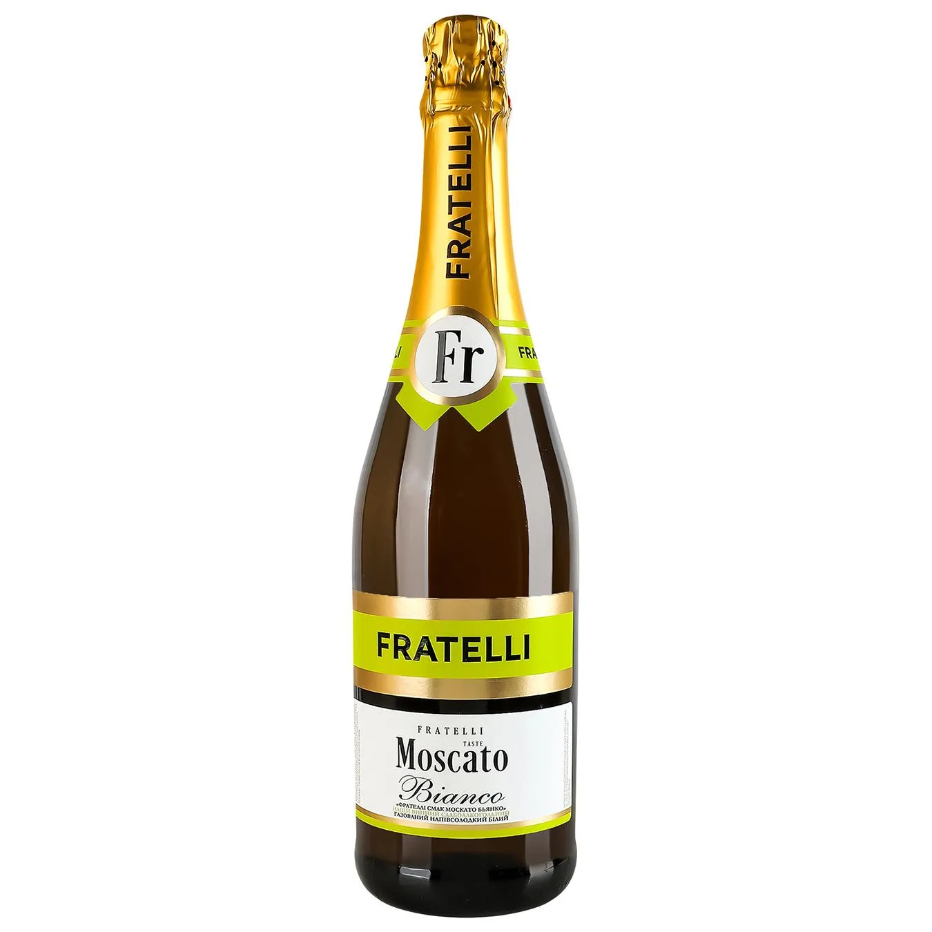 Напій винний газований  Fratelli Moscato біле н/сол 6,0-6,9% 0,75л - Фото 1