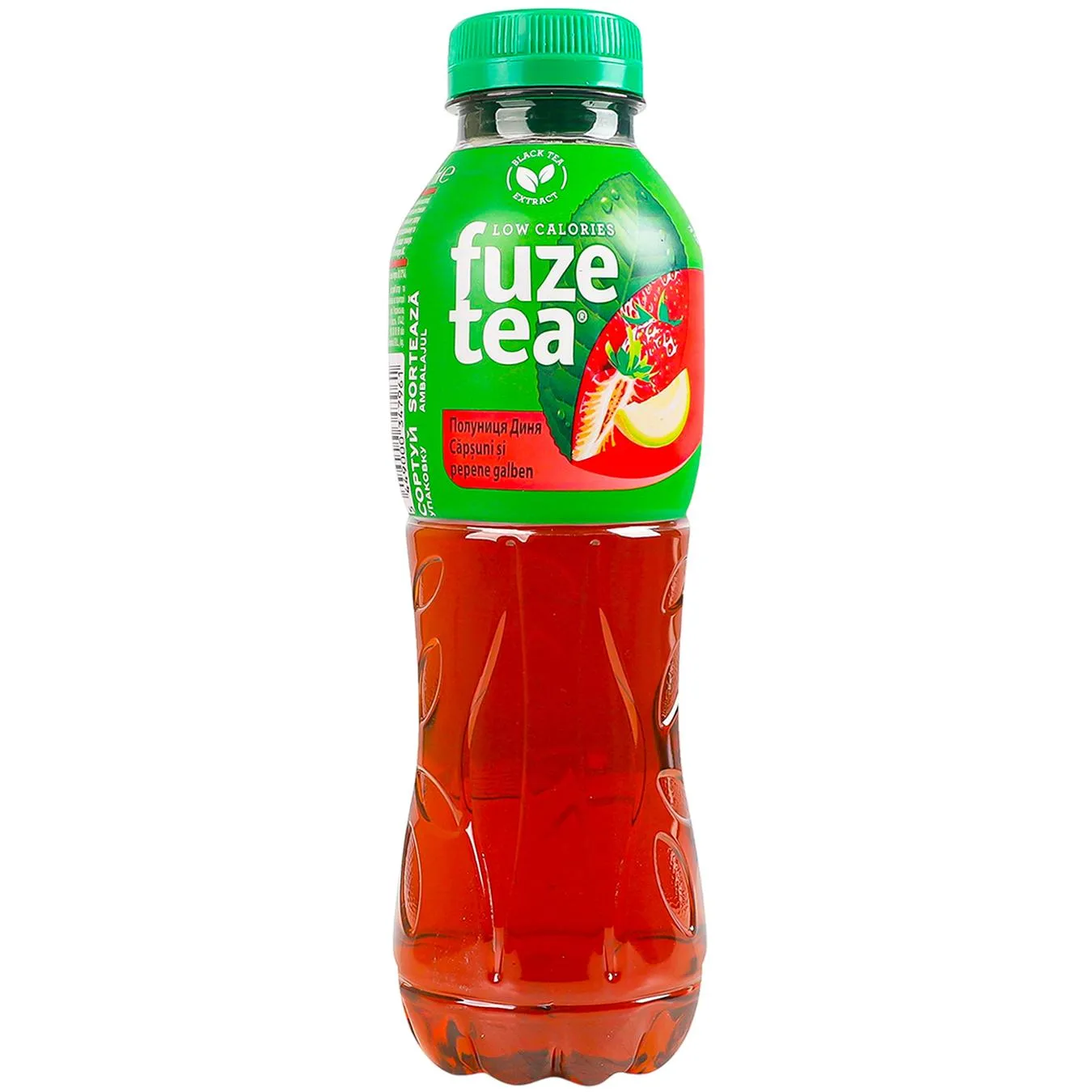 Напій безалкогольний Fuzetea Полуниця-диня негазований з екстрактом чорного чаю 0,5л п/пл - Фото 1