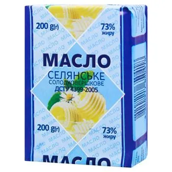 Масло Селянське солодковершкове 73% 200г - Фото 1