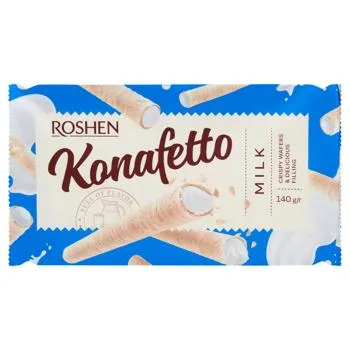 Трубочки вафельні Roshen Konafetto з молочною начинкою 140г - Фото 6
